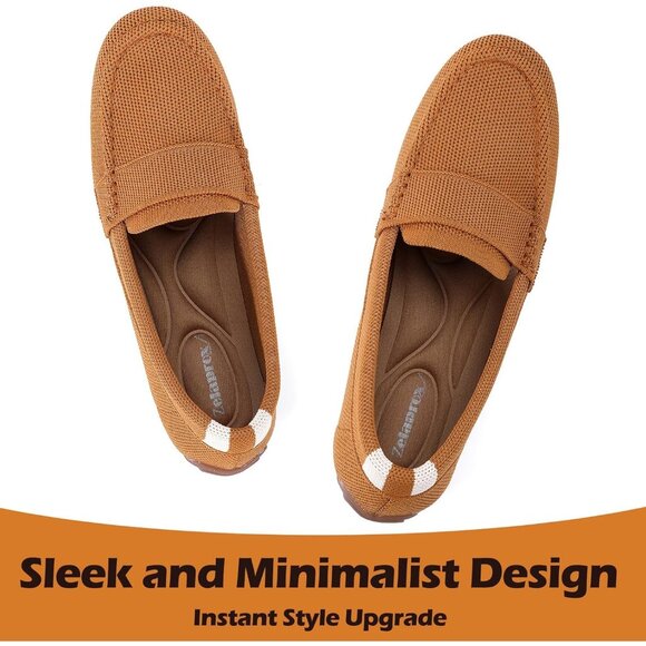 Zelaprox Women Brown Mesh Slip on Comfortable Foam Loafer Shoes Flat Shoes - Picture 2 of 8